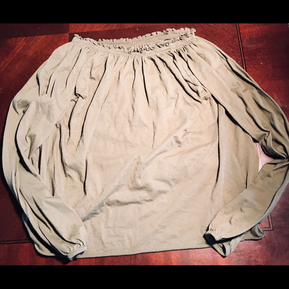Olive Green Peasant Top